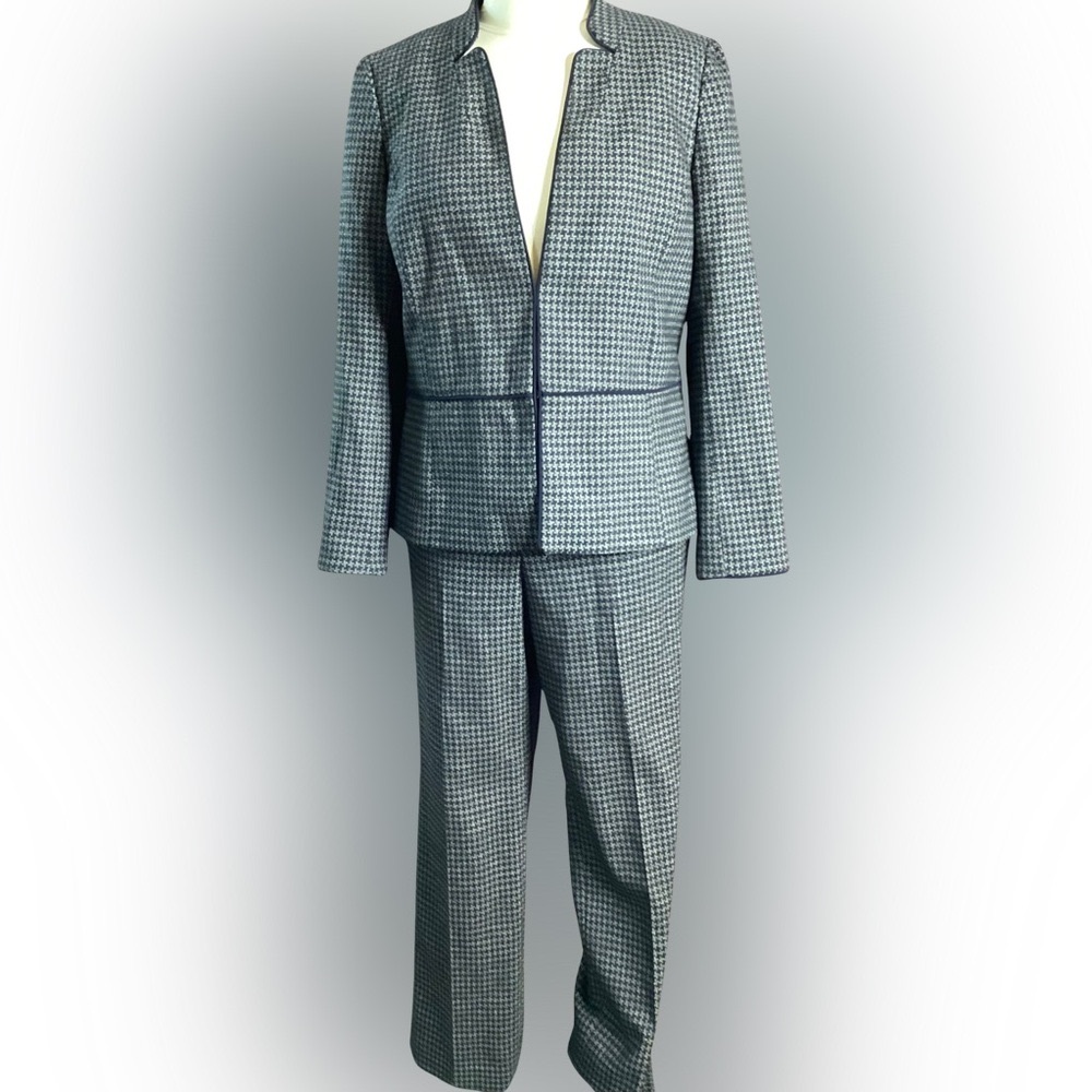 Talbots Houndstooth Pantsuit - Blue and Gray - Picture 7 of 16